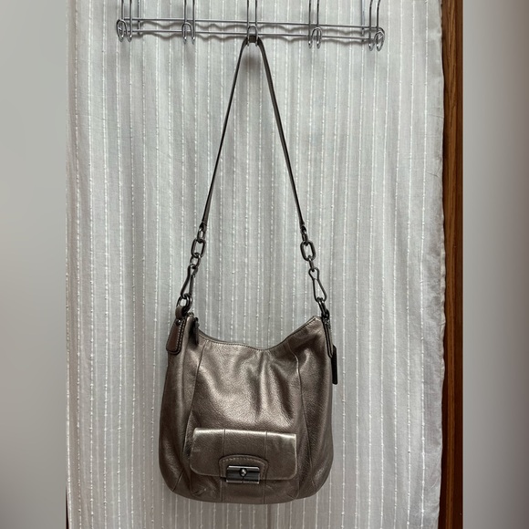 🔆Coach Kristen Metallic Bronze Leather Hobo Shoulder Bag Handbag Purse
